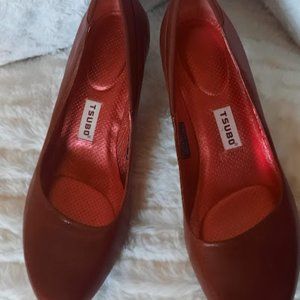 Tsubo Leather Casual Mid Heel Slip on 10M Ox Blood Red